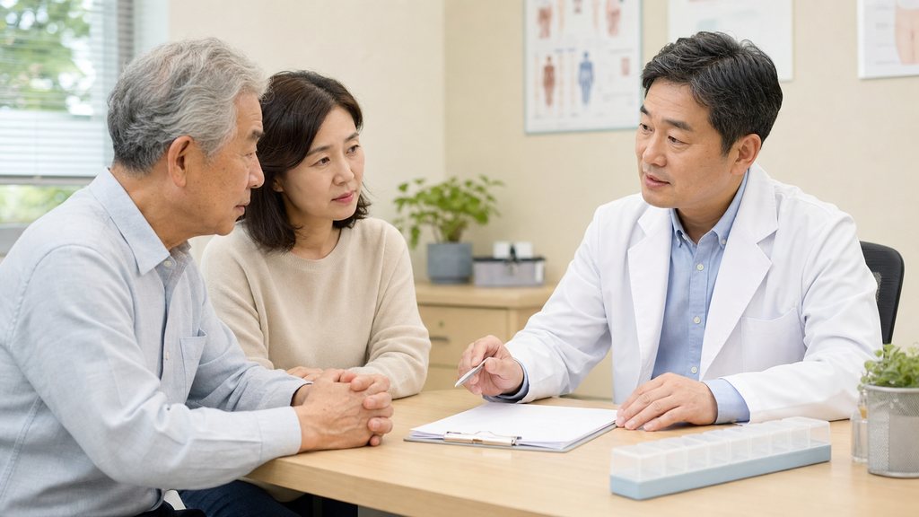 치매관리주치의 시범사업 병원 보호자와 의사 상담 장면