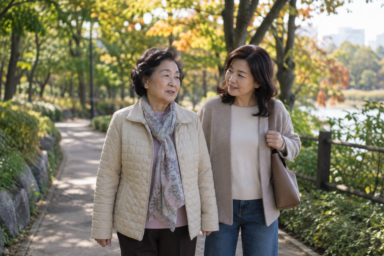치매 자가점검 관련 검사 전 안경과 준비물을 챙기는 장면
