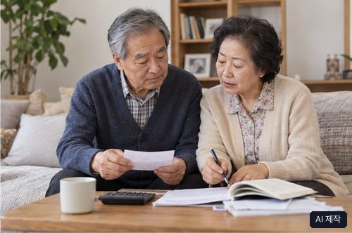 노령연금 확인 자료와 상담 장면, AI 제작