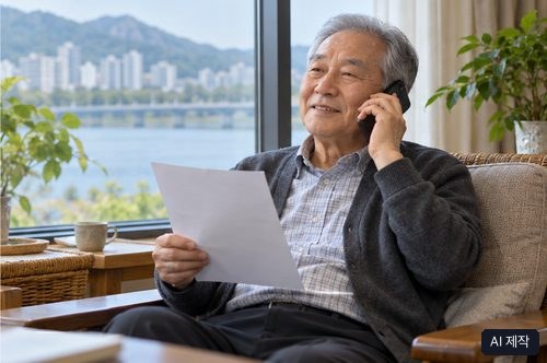 노령연금 확인 자료와 상담 장면, AI 제작